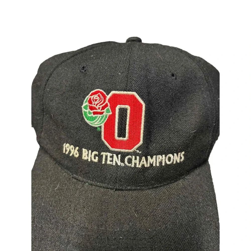 Vintage Ohio State Buckeyes 1996 Big Ten Champions Black Wool Snapback Lee Sport